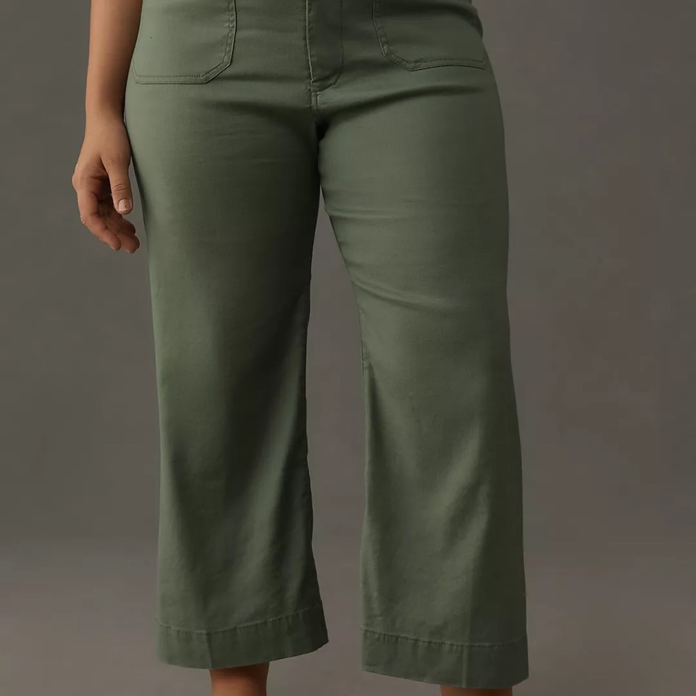 Anthropologie Collette Wide Leg Pants Linen Green